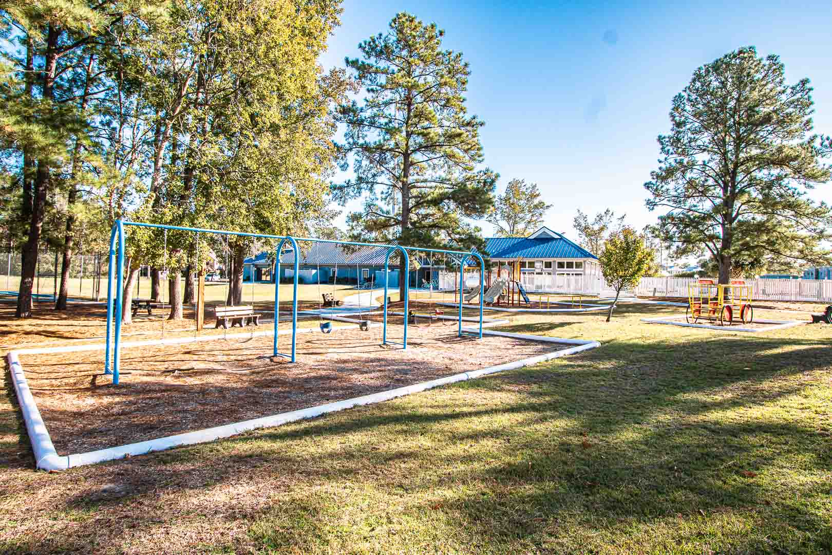 An outdoor children's playground at VRI's Sandcastle Village in New Bern, North Carolina.